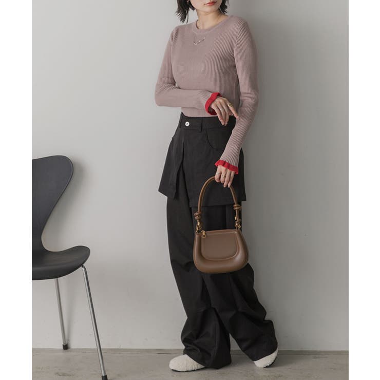 配色フレアスリーブリブニット | ad thie | 詳細画像36 