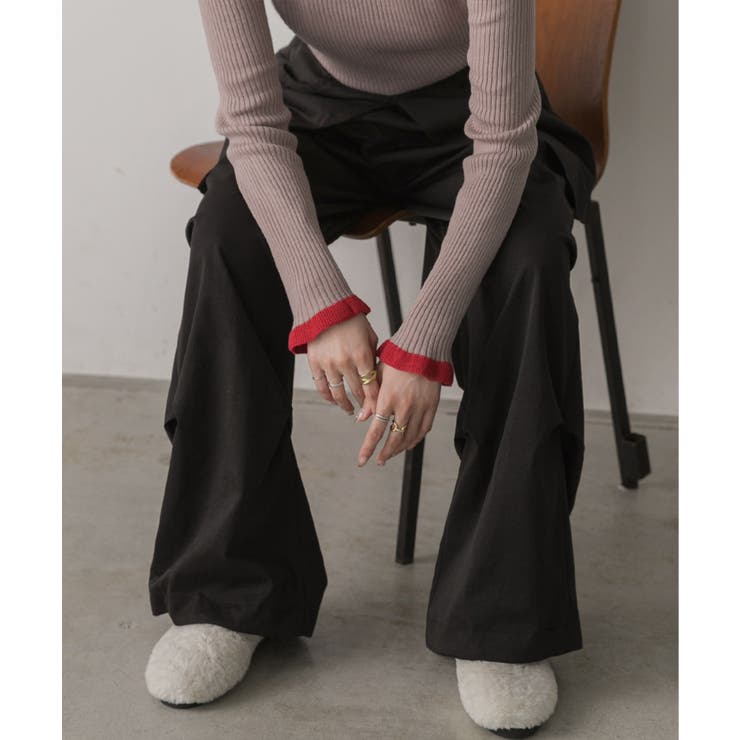 配色フレアスリーブリブニット | ad thie | 詳細画像38 