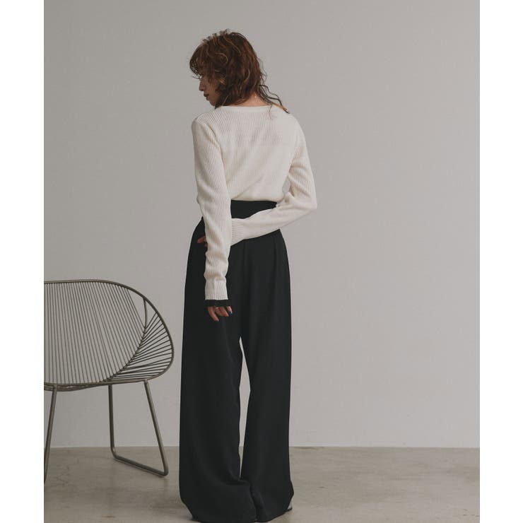 配色フレアスリーブリブニット | ad thie | 詳細画像4 