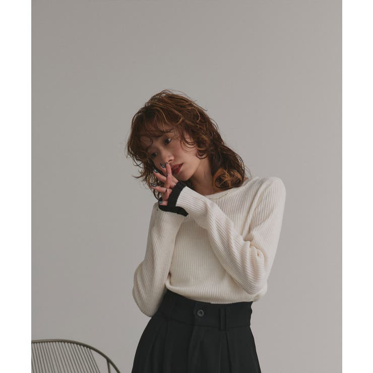 配色フレアスリーブリブニット | ad thie | 詳細画像6 