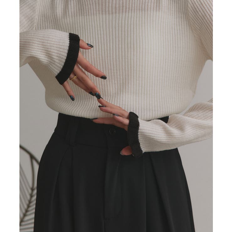 配色フレアスリーブリブニット | ad thie | 詳細画像8 