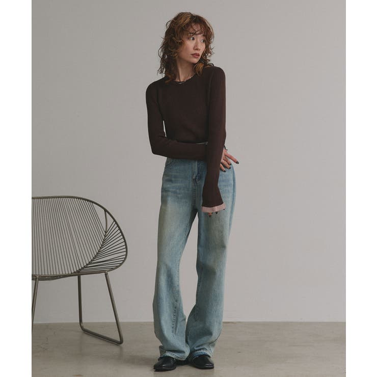 配色フレアスリーブリブニット | ad thie | 詳細画像9 