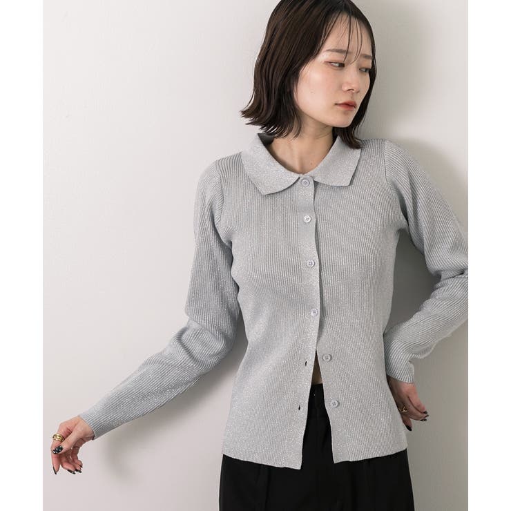 ラメニット・襟付き コンパクトカーディガン | ad thie | 詳細画像11 