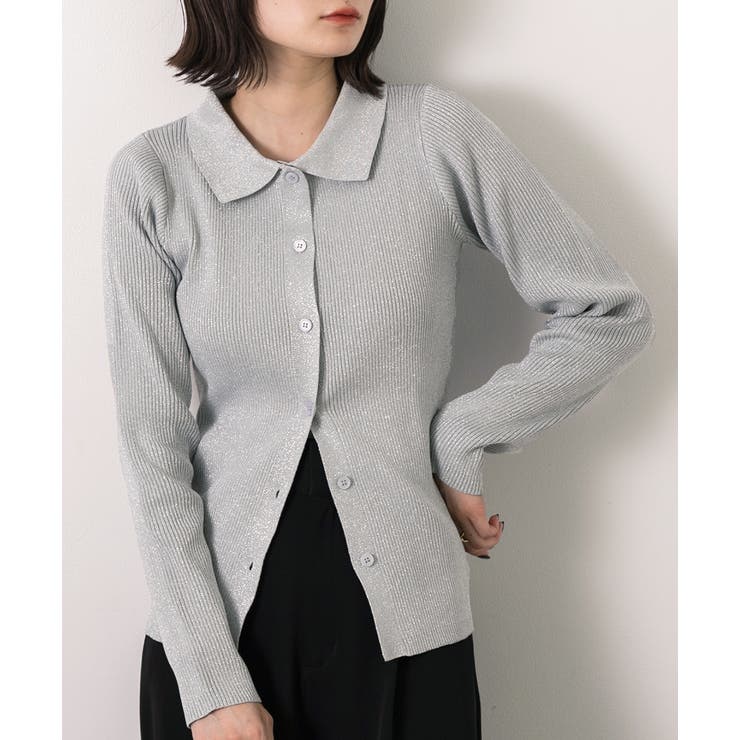 ラメニット・襟付き コンパクトカーディガン | ad thie | 詳細画像12 