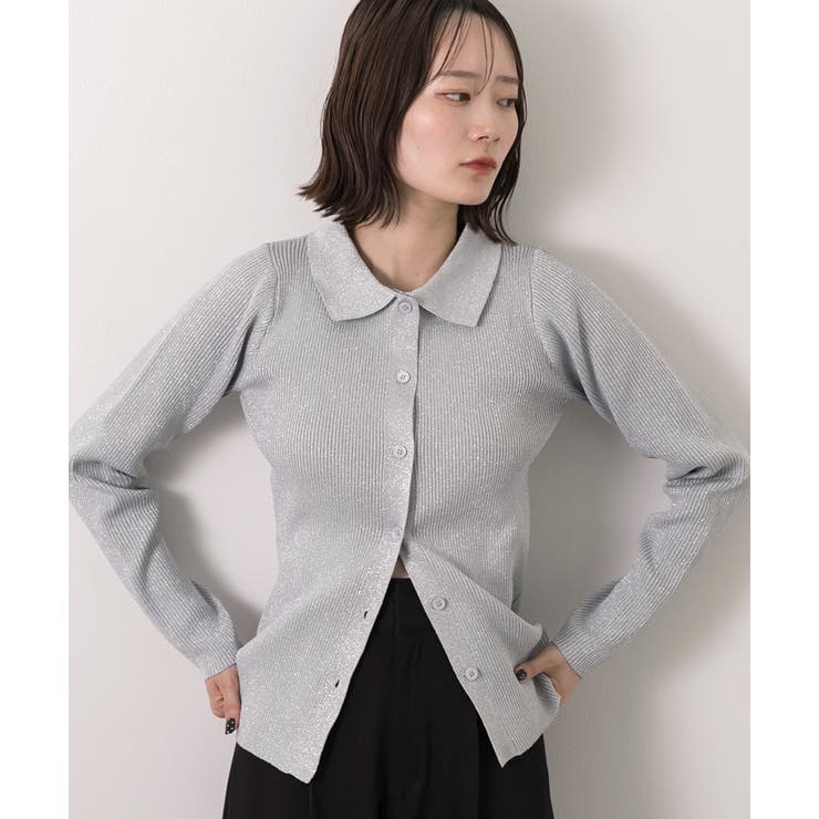 ラメニット・襟付き コンパクトカーディガン | ad thie | 詳細画像16 