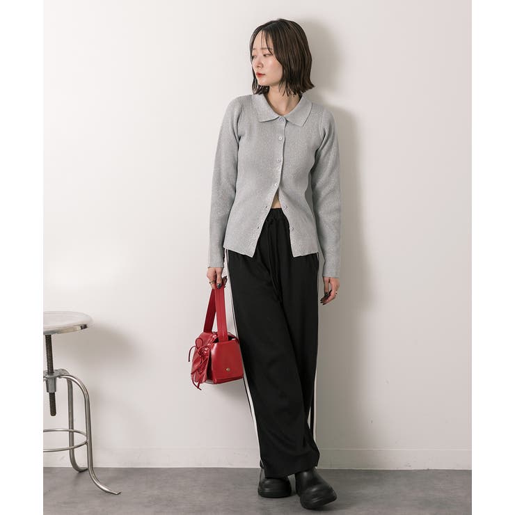 ラメニット・襟付き コンパクトカーディガン | ad thie | 詳細画像17 