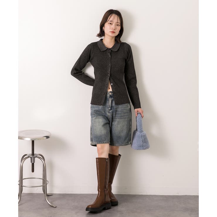 ラメニット・襟付き コンパクトカーディガン | ad thie | 詳細画像18 