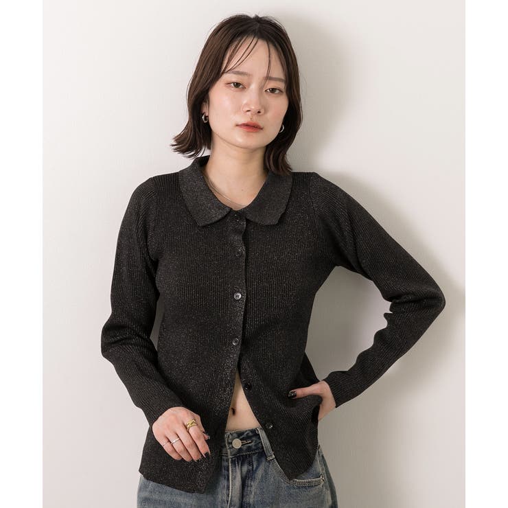 ラメニット・襟付き コンパクトカーディガン | ad thie | 詳細画像20 