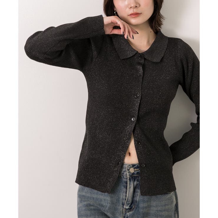 ラメニット・襟付き コンパクトカーディガン | ad thie | 詳細画像21 