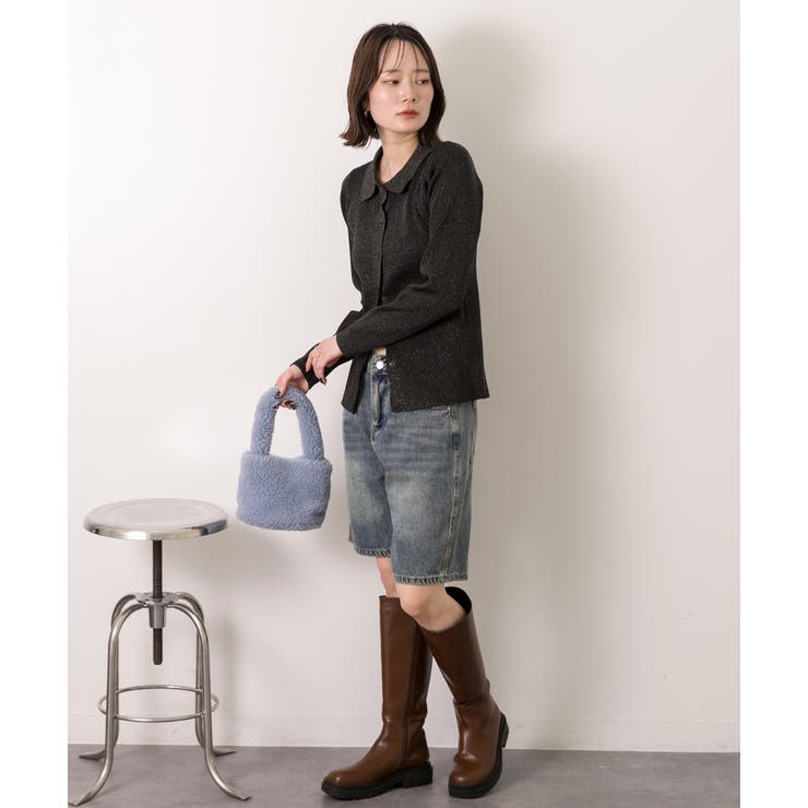 ラメニット・襟付き コンパクトカーディガン | ad thie | 詳細画像22 