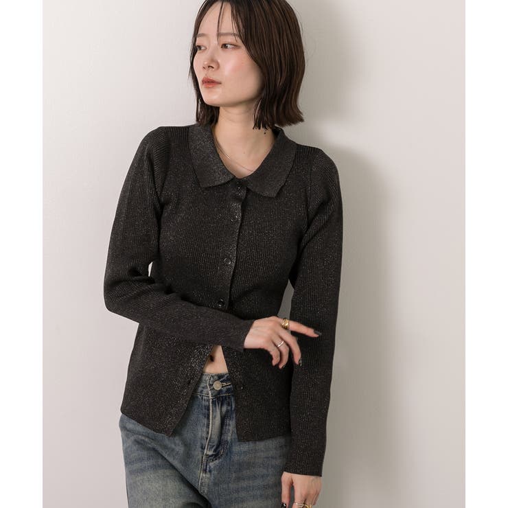 ラメニット・襟付き コンパクトカーディガン | ad thie | 詳細画像24 