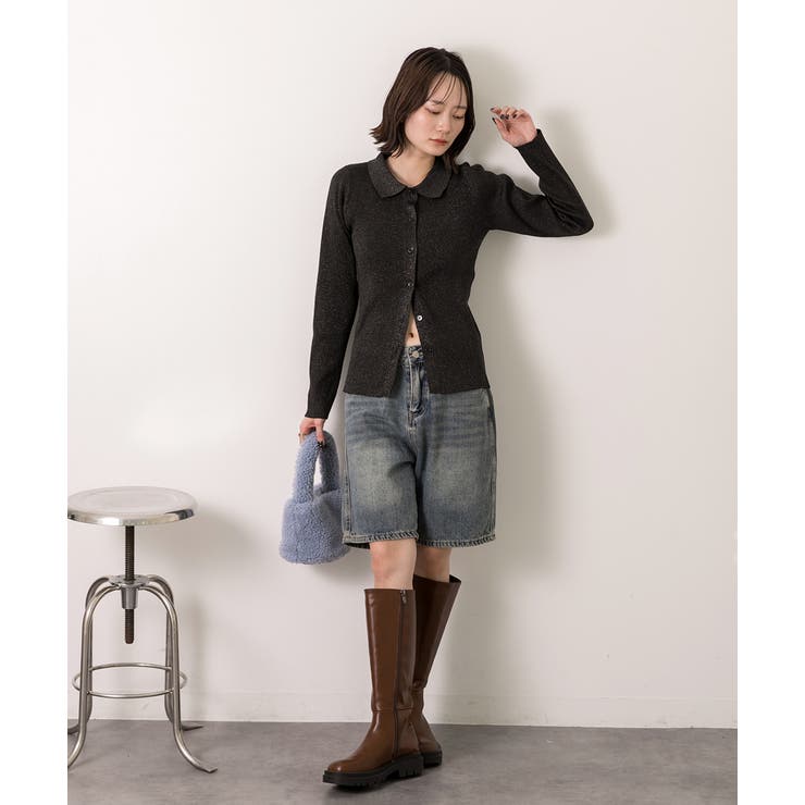 ラメニット・襟付き コンパクトカーディガン | ad thie | 詳細画像27 