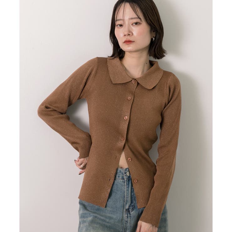 ラメニット・襟付き コンパクトカーディガン | ad thie | 詳細画像30 