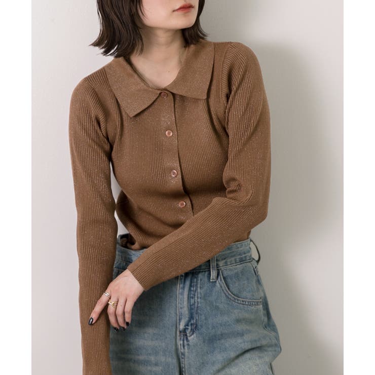 ラメニット・襟付き コンパクトカーディガン | ad thie | 詳細画像31 