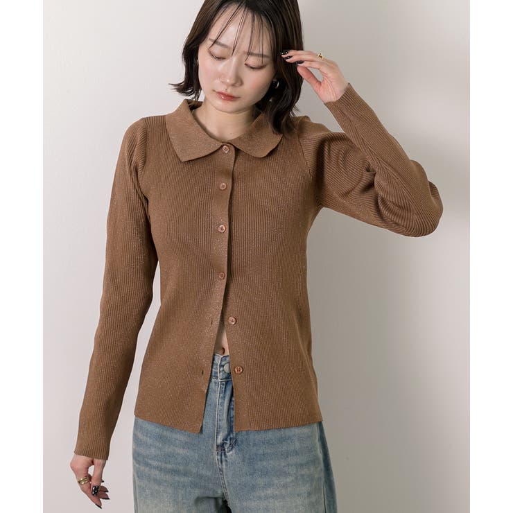 ラメニット・襟付き コンパクトカーディガン | ad thie | 詳細画像33 