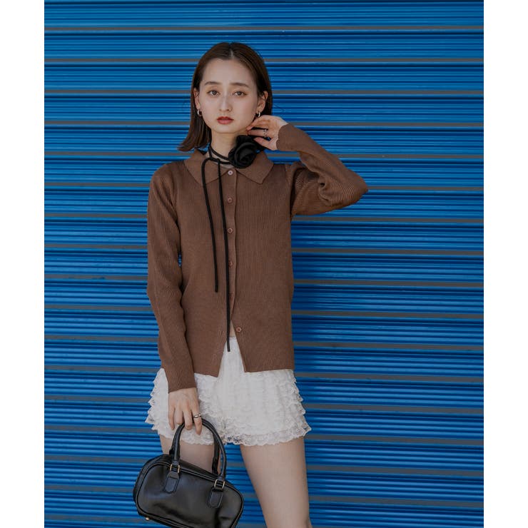 ラメニット・襟付き コンパクトカーディガン | ad thie | 詳細画像36 