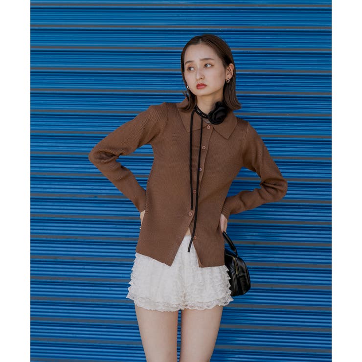 ラメニット・襟付き コンパクトカーディガン | ad thie | 詳細画像38 