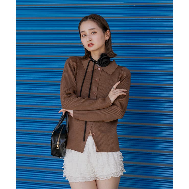 ラメニット・襟付き コンパクトカーディガン | ad thie | 詳細画像39 