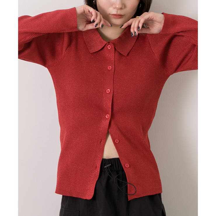 ラメニット・襟付き コンパクトカーディガン | ad thie | 詳細画像43 