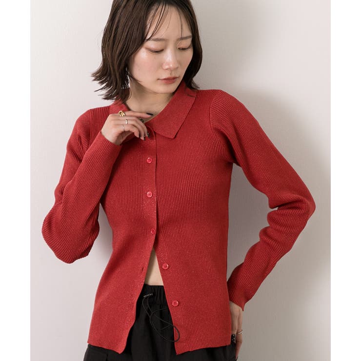 ラメニット・襟付き コンパクトカーディガン | ad thie | 詳細画像44 