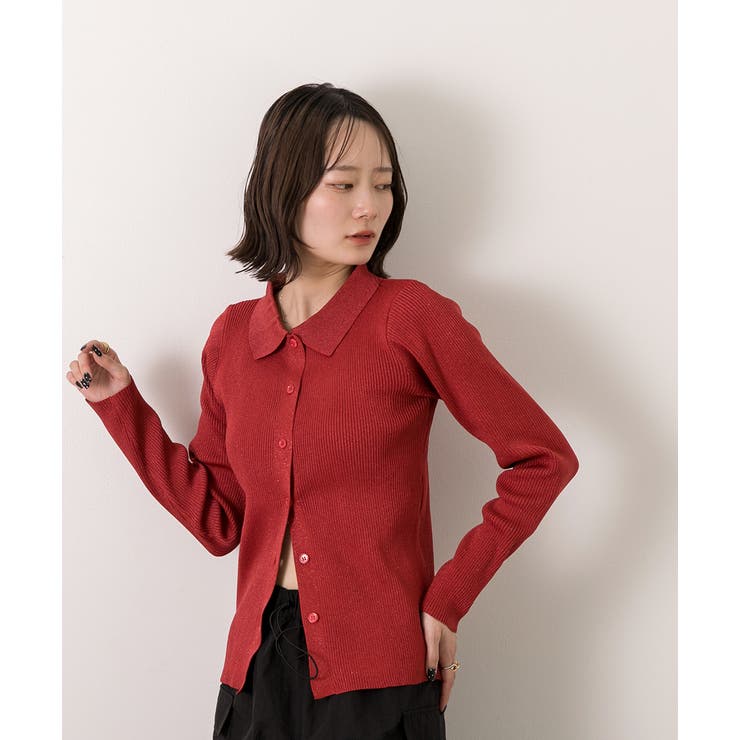 ラメニット・襟付き コンパクトカーディガン | ad thie | 詳細画像45 