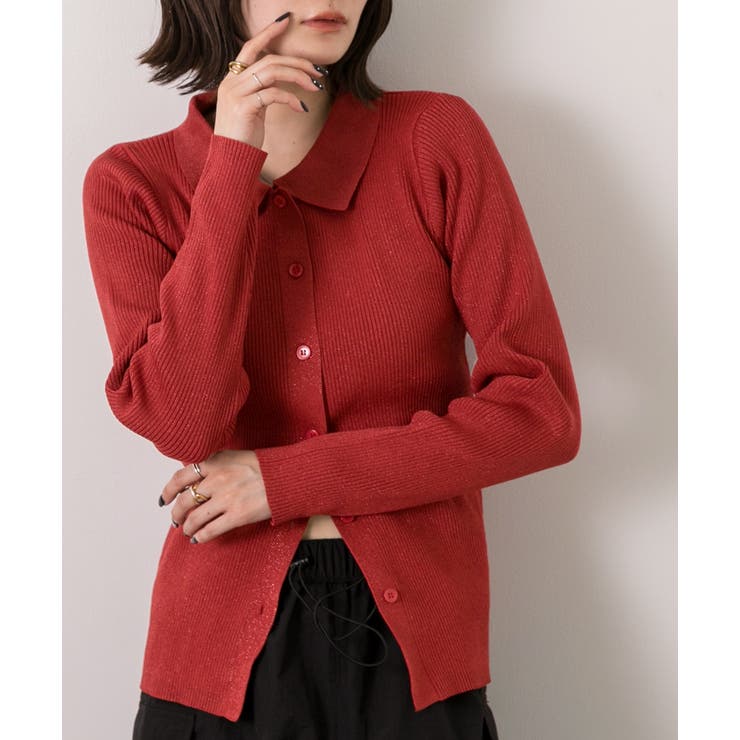 ラメニット・襟付き コンパクトカーディガン | ad thie | 詳細画像47 