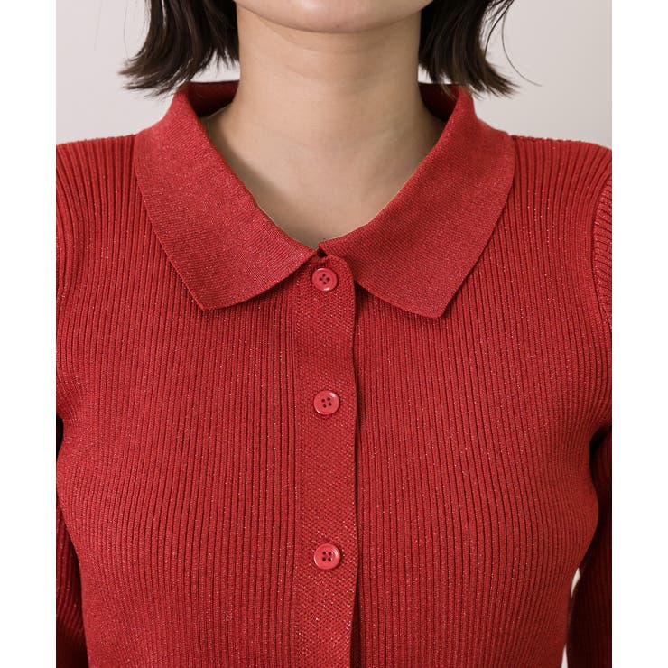 ラメニット・襟付き コンパクトカーディガン | ad thie | 詳細画像50 