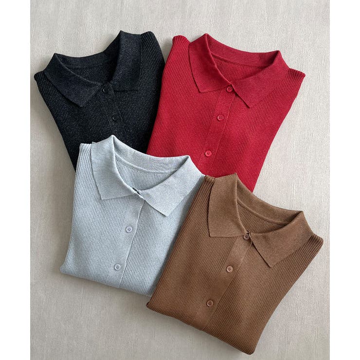 ラメニット・襟付き コンパクトカーディガン | ad thie | 詳細画像53 