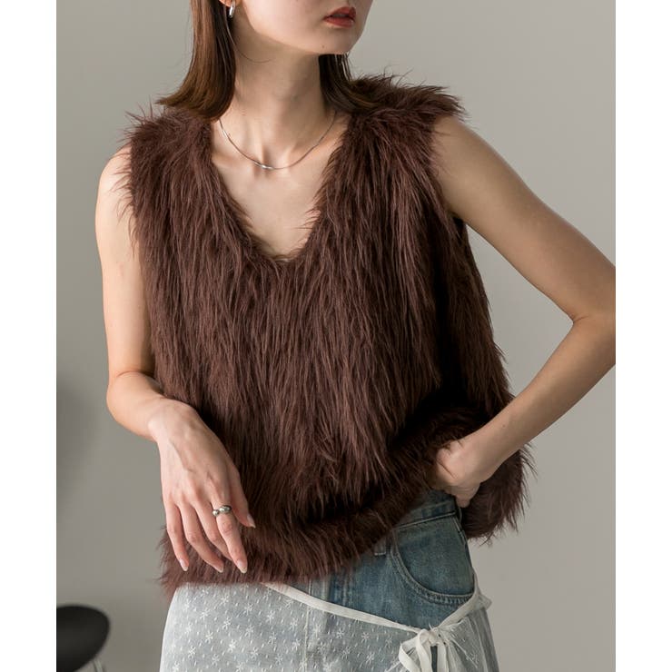 ふんわりシャギー ニットベスト | ad thie | 詳細画像53 