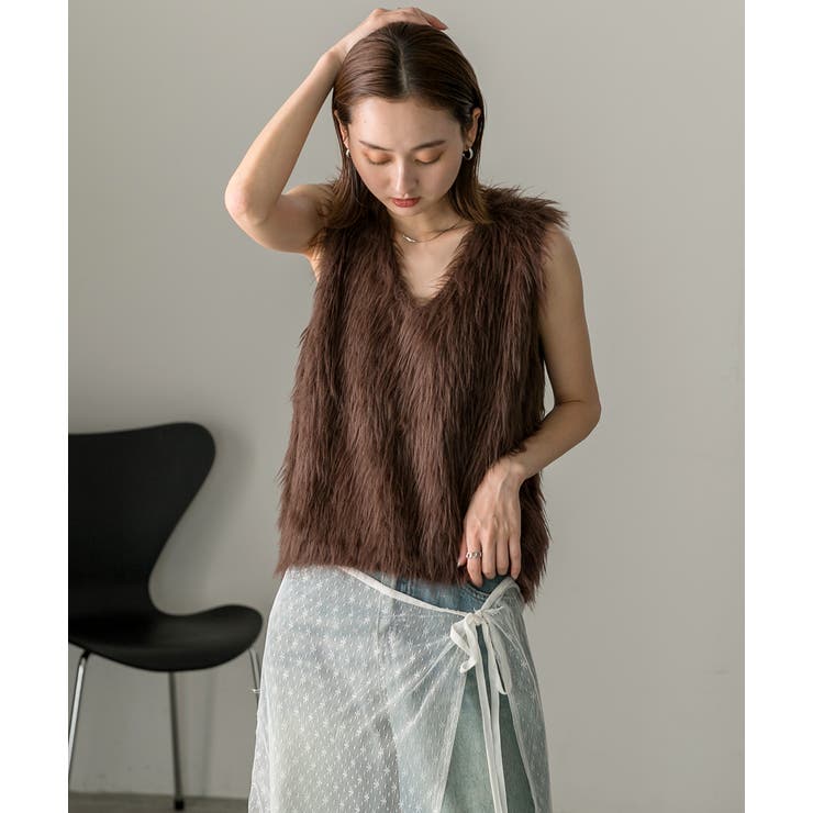 ふんわりシャギー ニットベスト | ad thie | 詳細画像54 