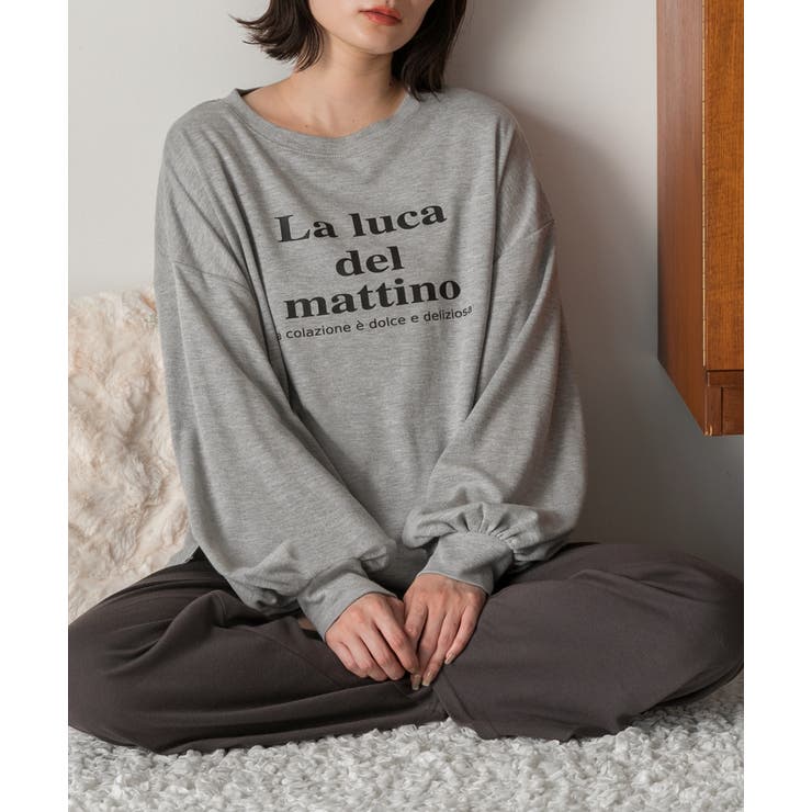 モクグレー×チャコール | ベーシックロゴ スムースルームウエア | ad thie