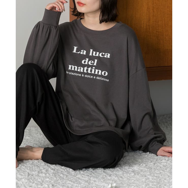 チャコール×ブラック | ベーシックロゴ スムースルームウエア | ad thie