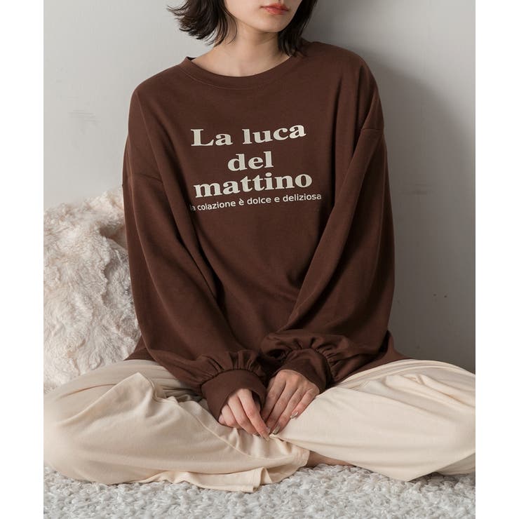 ブラウン×アイボリー | ベーシックロゴ スムースルームウエア | ad thie