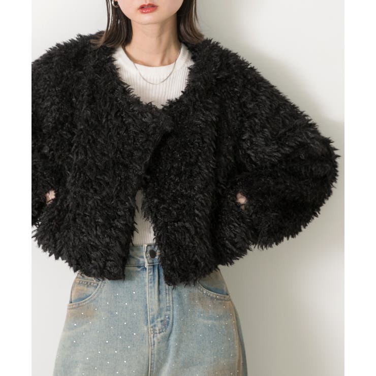 ブラック | ショート丈 プードルアウター | ad thie