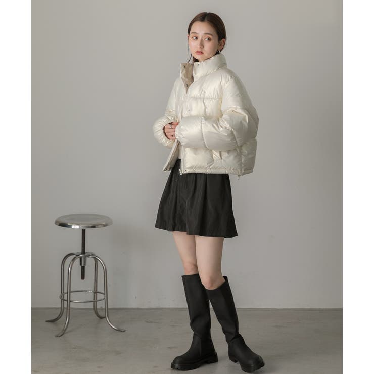 スタンドカラー ショート中綿パディングブルゾン | ad thie | 詳細画像30 