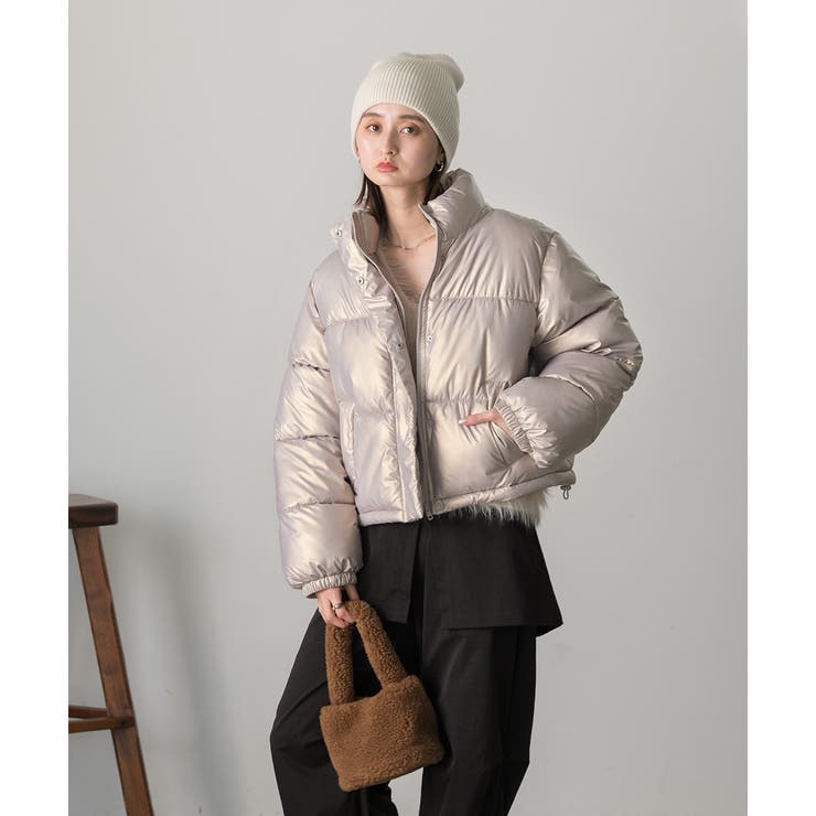 スタンドカラー ショート中綿パディングブルゾン | ad thie | 詳細画像8 