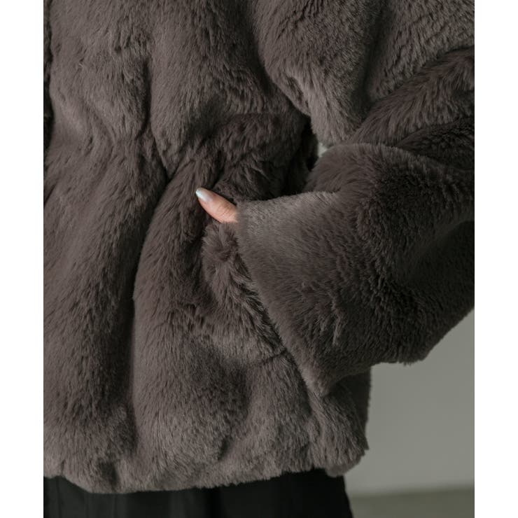 スタンドカラー フェイクファーコート | ad thie | 詳細画像51 