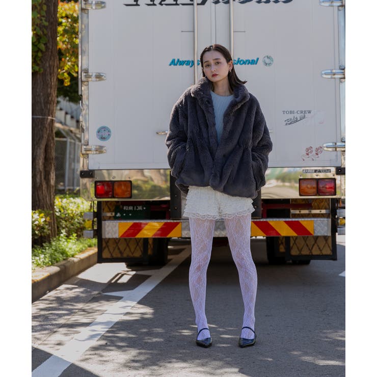 スタンドカラー フェイクファーコート | ad thie | 詳細画像52 