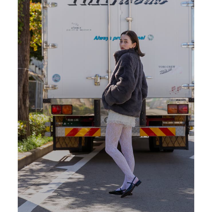 スタンドカラー フェイクファーコート | ad thie | 詳細画像54 