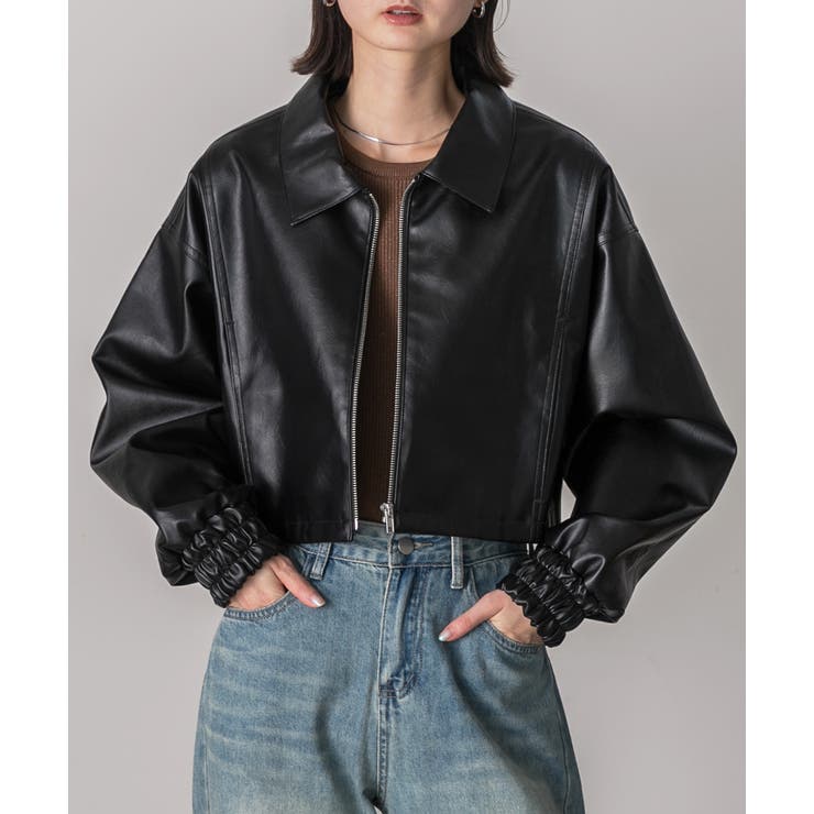 ショート ライダースジャケット  | ad thie | 詳細画像8 