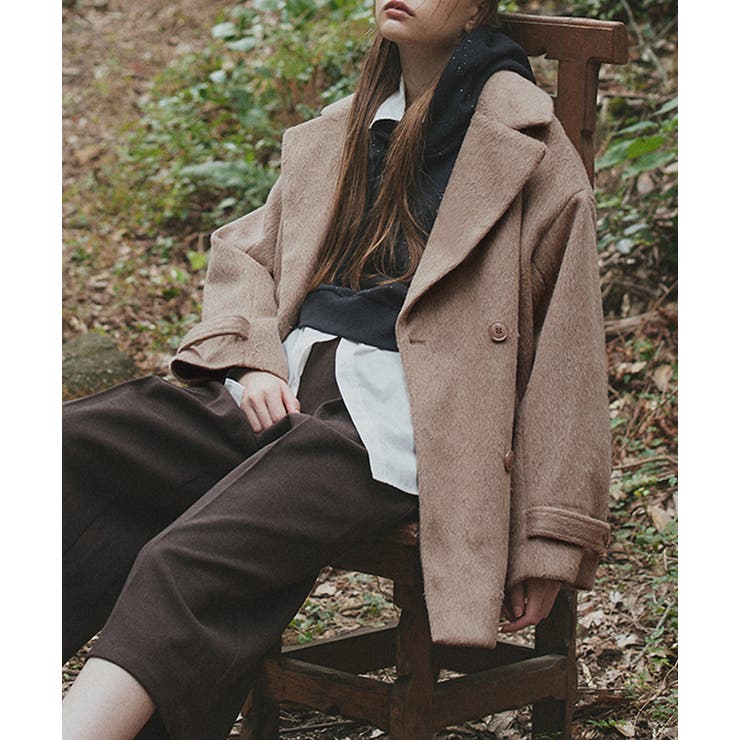 ライトブラウン | シャギーコクーンミドルコート | ad thie