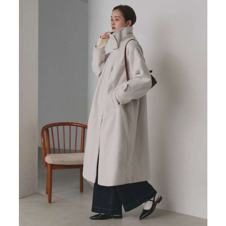 アイボリー | スタンドカラー ２WAYオーバーコート | ad thie