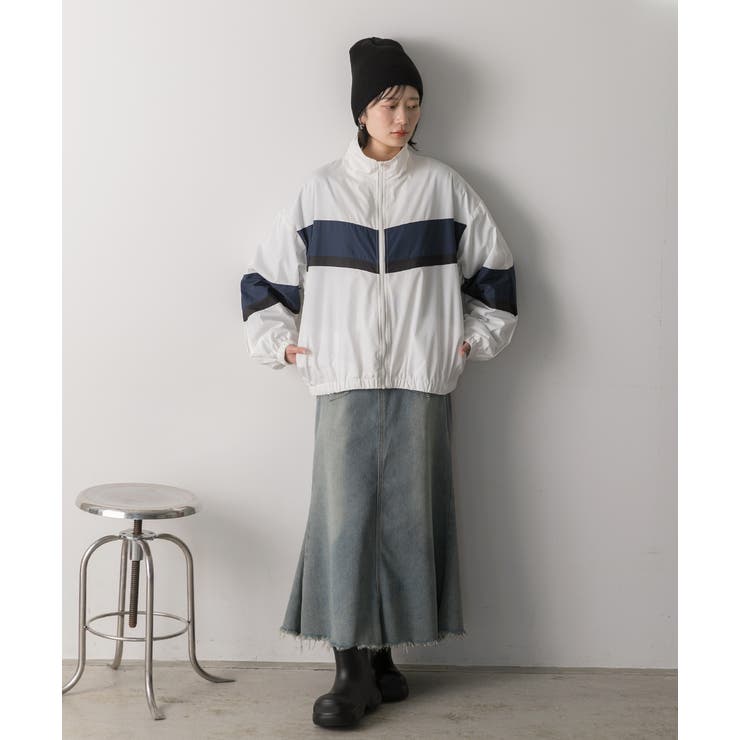 スタンドカラー配色ブルゾン | ad thie | 詳細画像2 