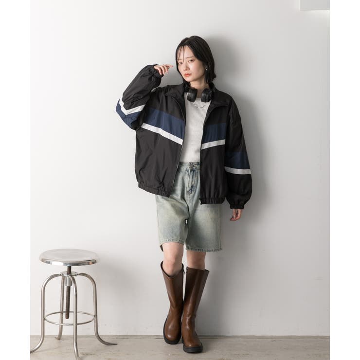 スタンドカラー配色ブルゾン | ad thie | 詳細画像23 