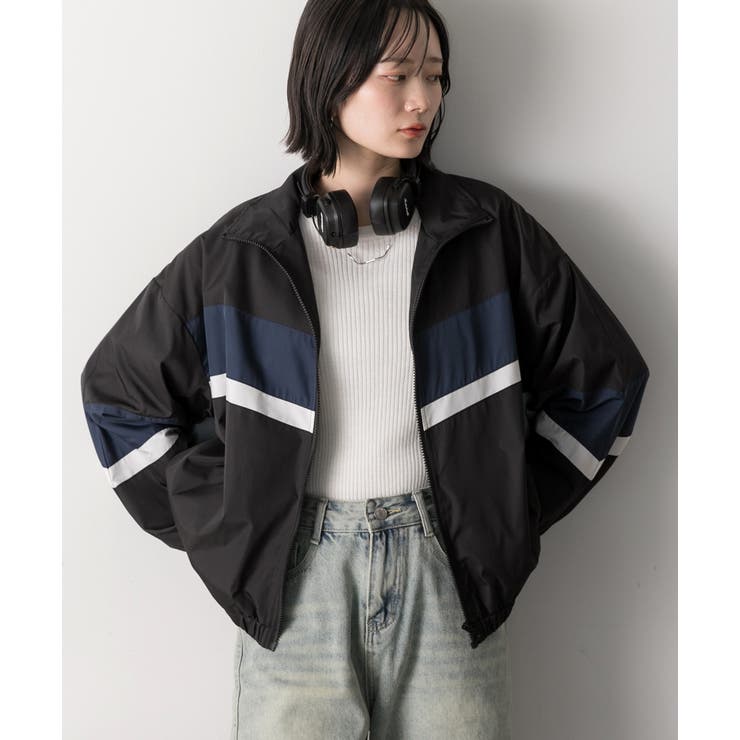 スタンドカラー配色ブルゾン | ad thie | 詳細画像24 