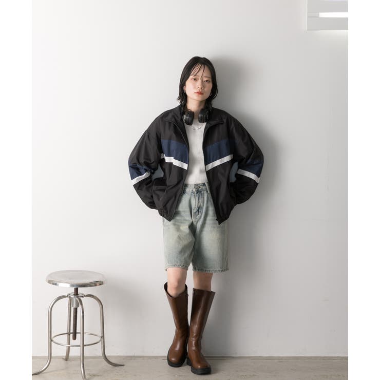 スタンドカラー配色ブルゾン | ad thie | 詳細画像28 