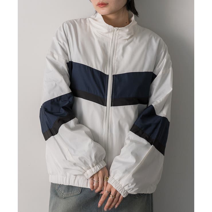 スタンドカラー配色ブルゾン | ad thie | 詳細画像4 