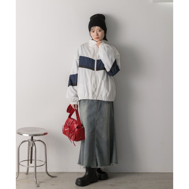 スタンドカラー配色ブルゾン | ad thie | 詳細画像7 