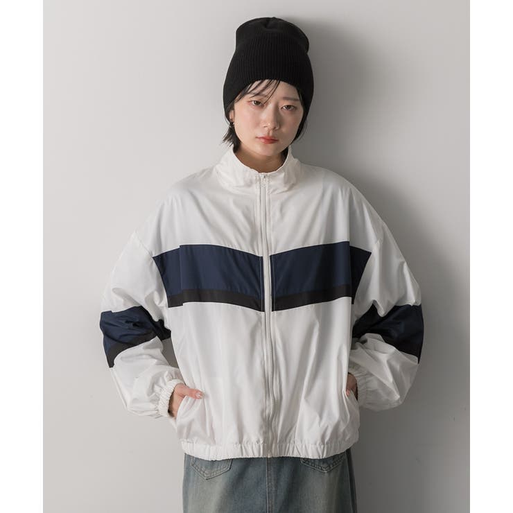 スタンドカラー配色ブルゾン | ad thie | 詳細画像8 