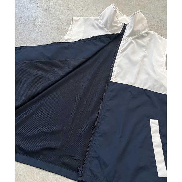 スタンドカラー バイカラーベスト | ad thie | 詳細画像36 